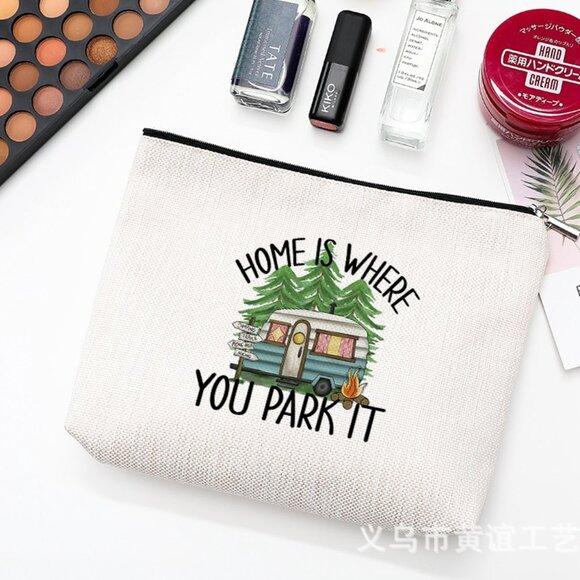 Cotton Linen Zipper Cosmetic Bag - Picture 2 of 2